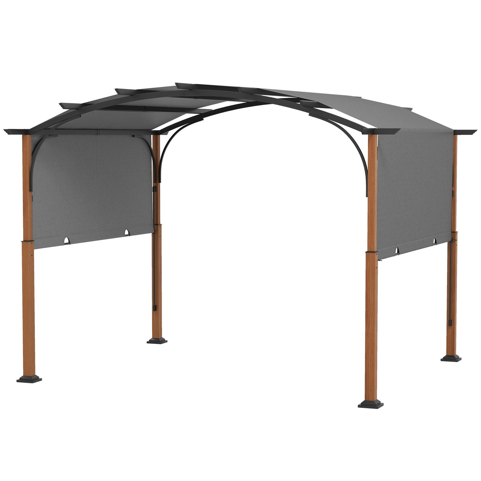 KOMFOTTEU Pavillon, Gartenpavillon mit Sonnendach & holzähnlichen Pfosten