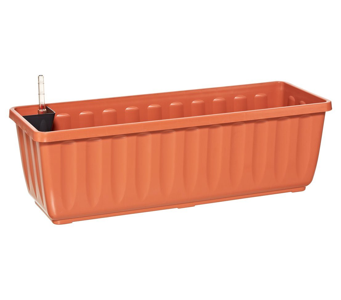 Wasserstandsanzeige Orange mit Plus Geli Dehner Bewässerungssystem, Balkonkasten mit frostbeständiger Blumenkasten Kunststoff, Aqua-Flor