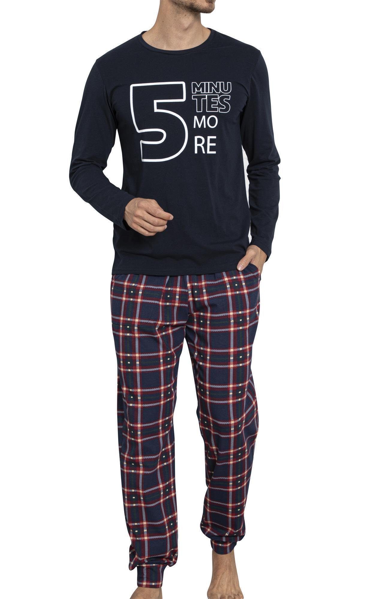 LOREZA Pyjama Herren Pyjama langarm Baumwolle Set Schlafanzug Hausanzug Nachtwäsche (Set, 2 tlg)