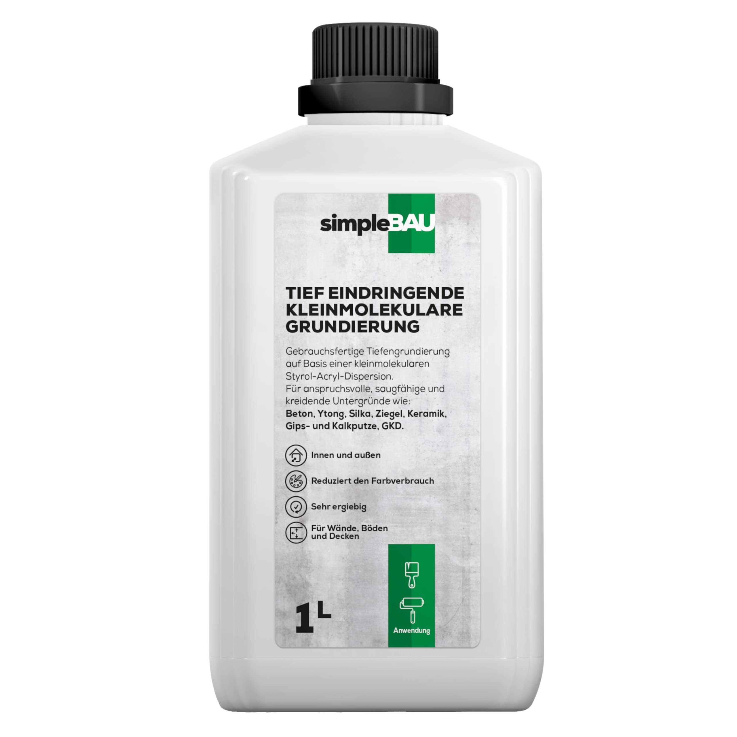 simpleBAU Tiefengrund 1 L – Gebrauchsfertige Tiefengrundierung für Innen & Außen