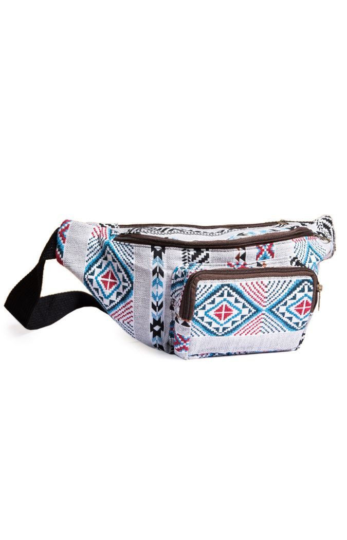 PANASIAM Bauchtasche Geräumige Bauchtasche aus fester Baumwolle im Webdesing, kleine Tasche 3 Fächer Hüfttasche mit Reißverschluss Lendentasche