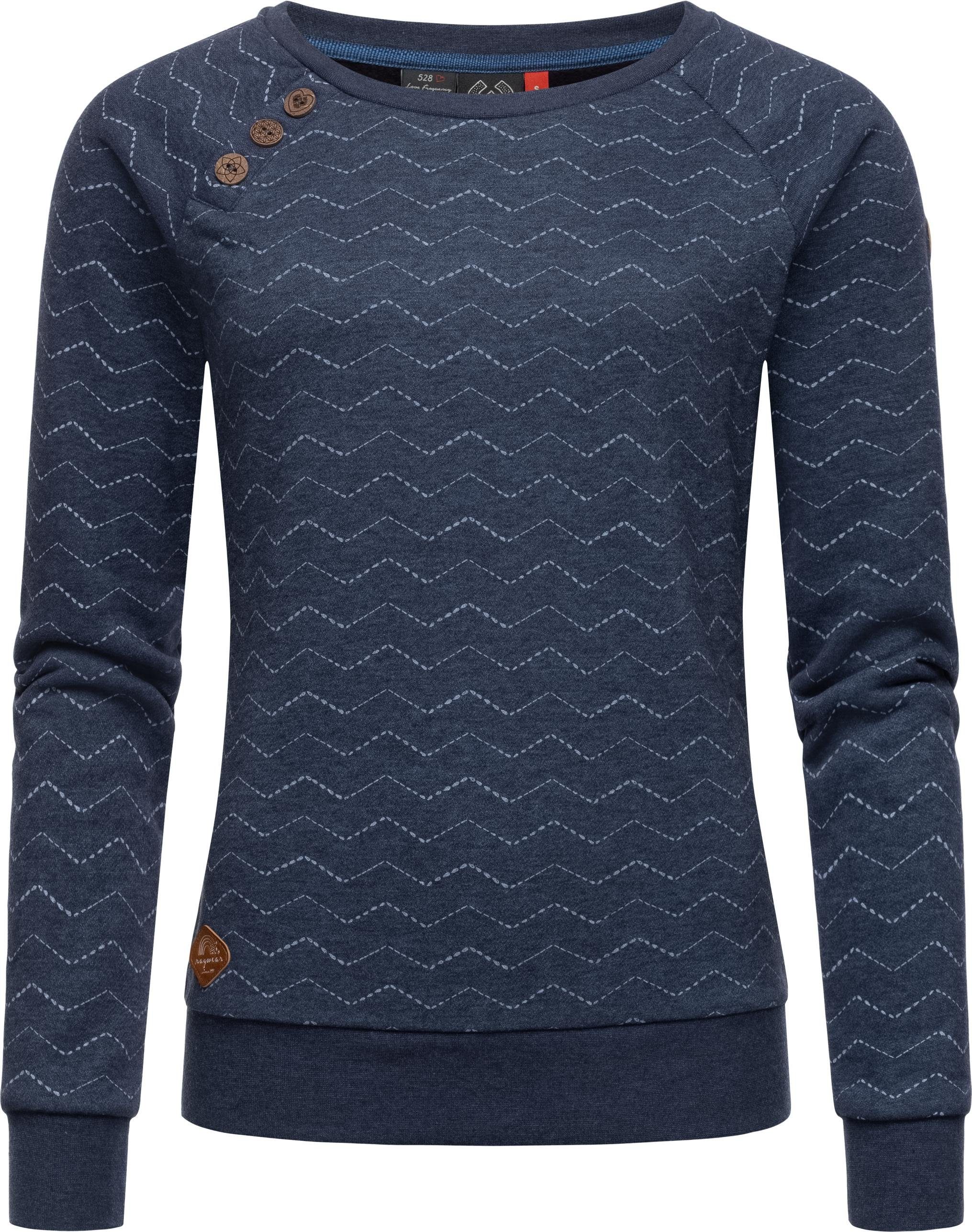 Ragwear Sweater Daria Zig Zag stylisches Damen Sweatshirt mit Zick-Zack-Muster navy