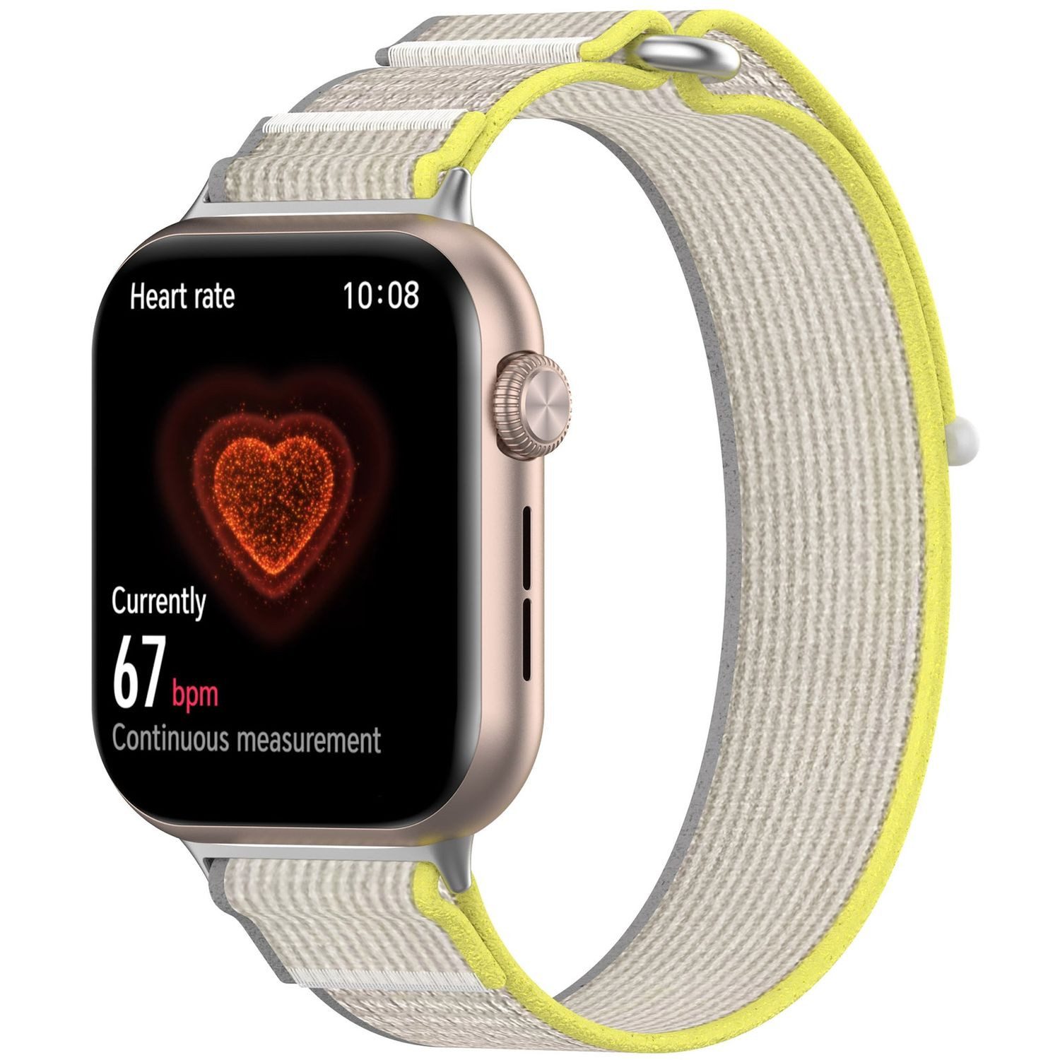 Wigento Smartwatch-Armband Für Honor Watch 5 Elastisches Nylon Klettverschluss Arm Band Gelb, Nylonarmband mit Klettverschluss, individuell verstellbar