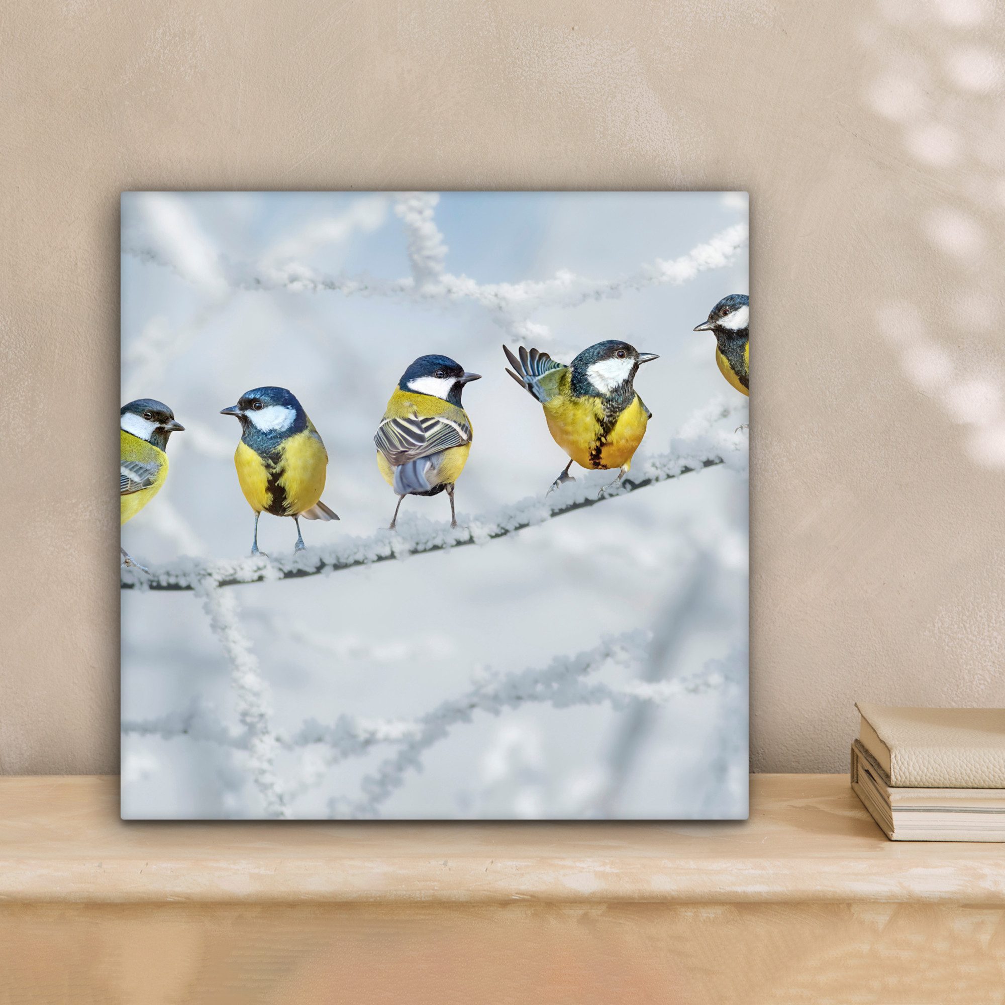 OneMillionCanvasses® Leinwandbild Vogel - Kohlmeise - Winter - Schnee - Zwe günstig online kaufen