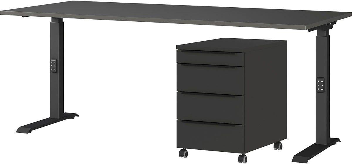 GERMANIA Büromöbel-Set Mailand, (2-tlg), inkl. Schreibtisch und Rollcontainer