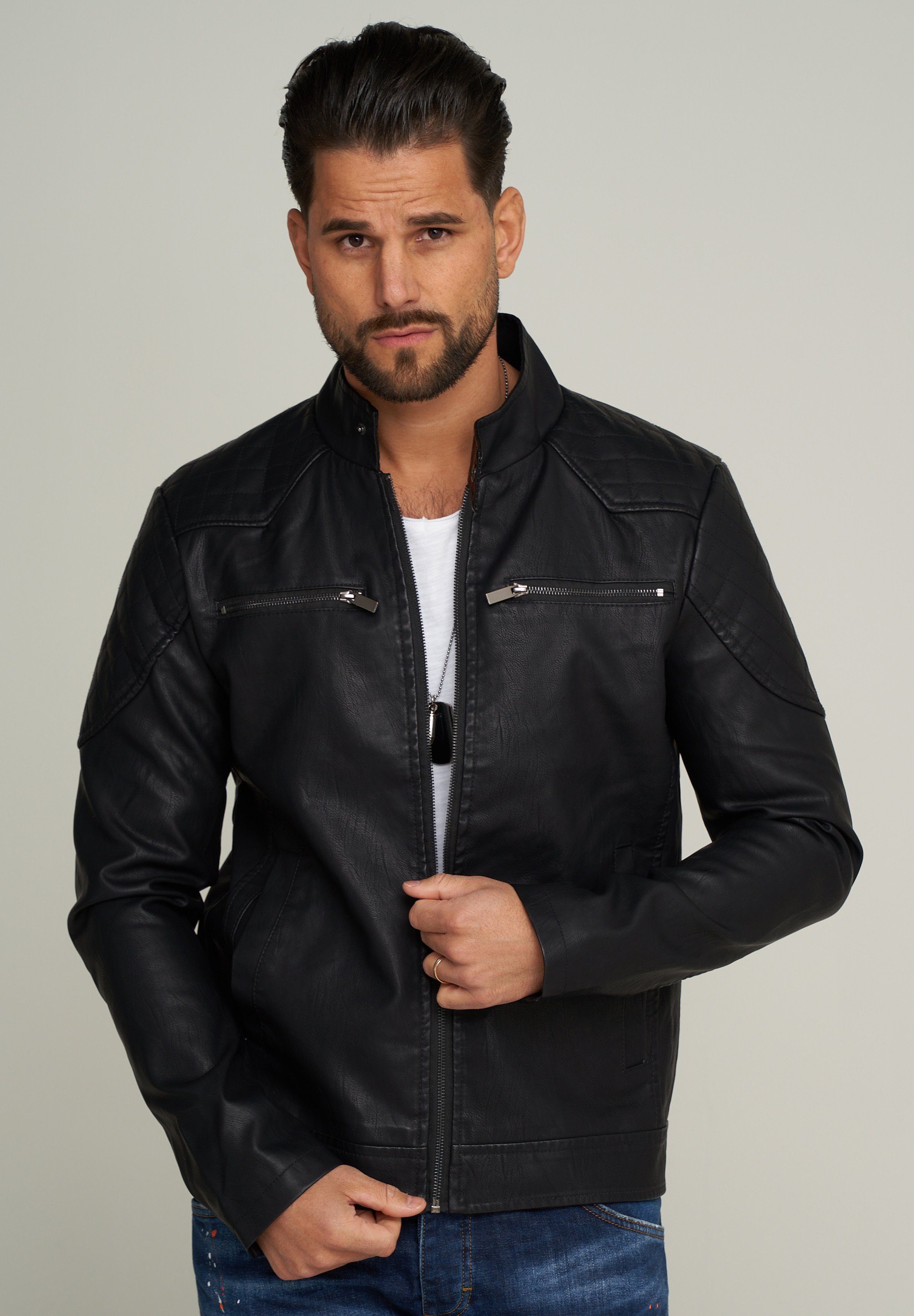SOULSTAR Lederimitatjacke MJMEZZANO im Bikerjacken-Stil