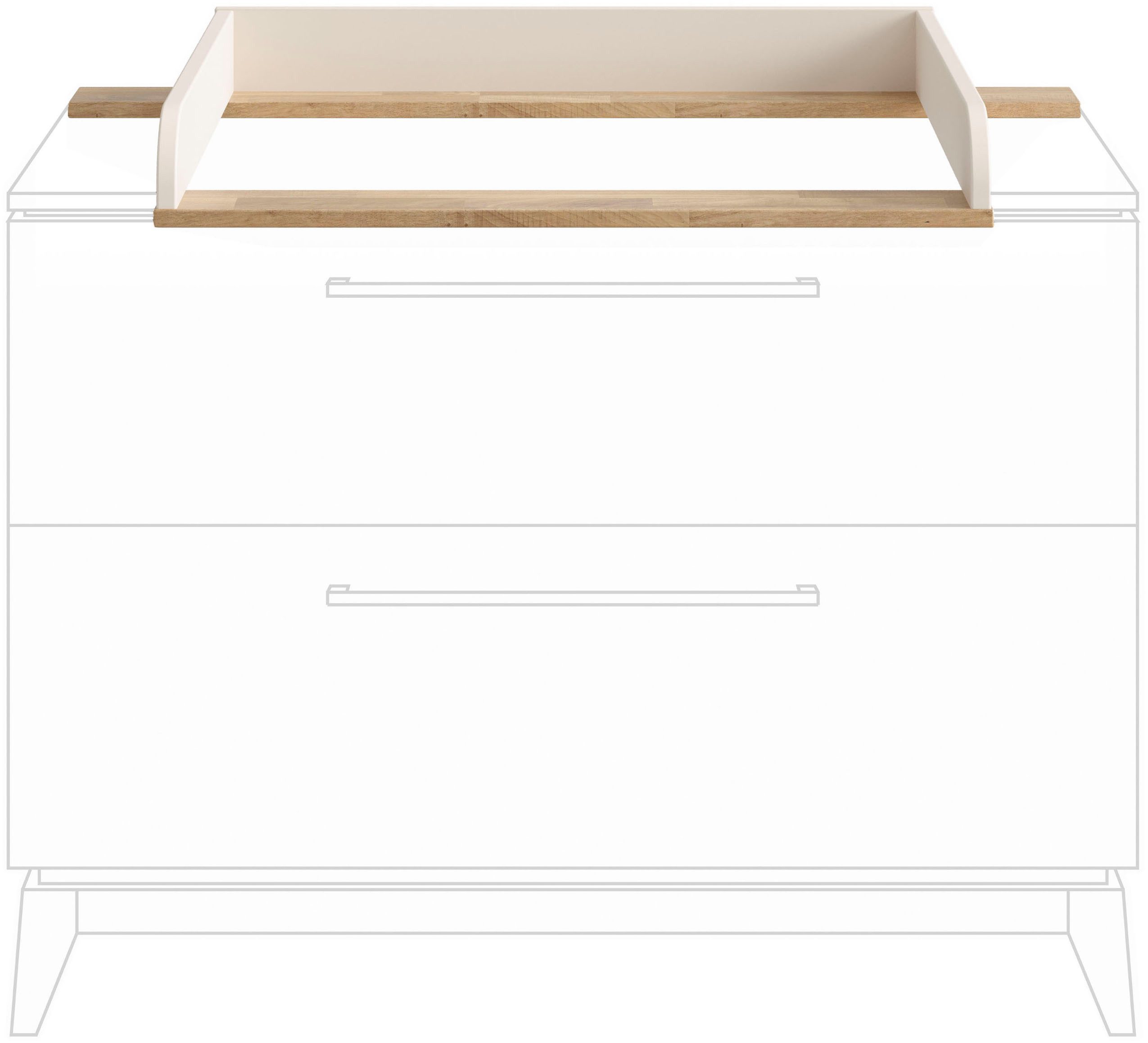 PAIDI Wickelaufsatz STIENE in Beige oder Grau, zur Erweiterung der Kommode, Wickelauflage mit Eiche Massivholz und gerundeten Kanten