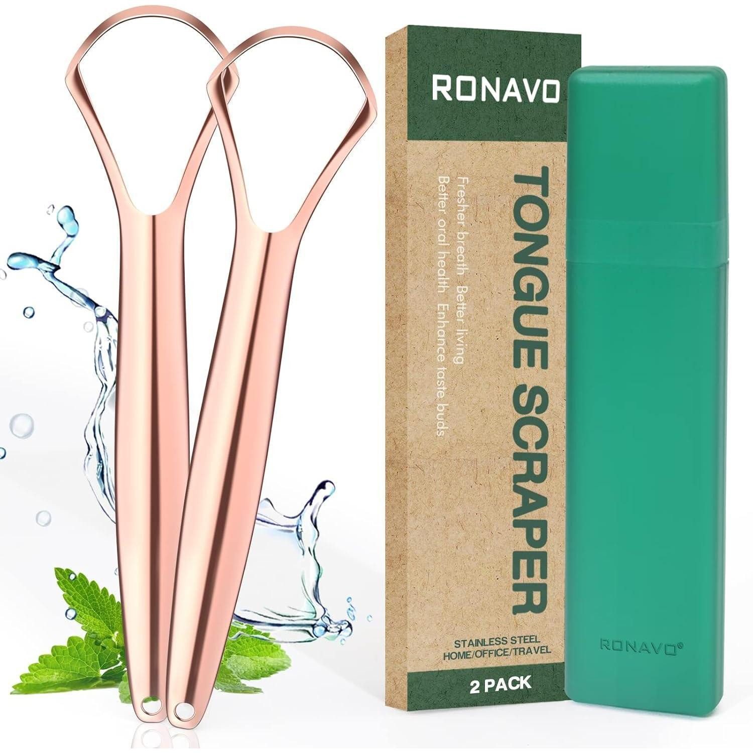LuxusKollektion Munddusche Zungenreiniger Edelstahl, breiter Kopf, rostfrei, langlebig, einfach