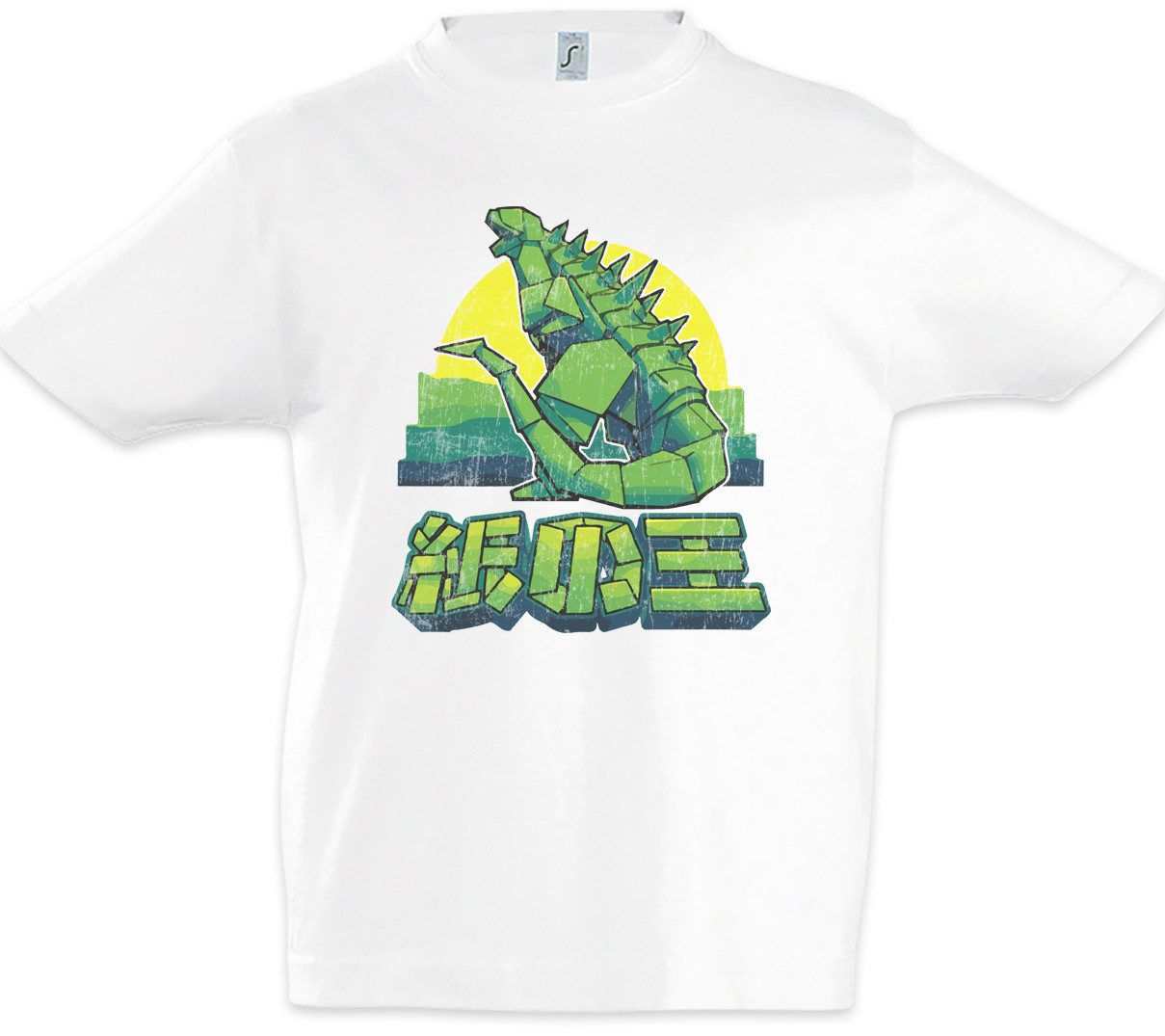 Print-Shirt Papercraft Monster Kinder T-Shirt Godzilla Origami Gojira Kanji Japan