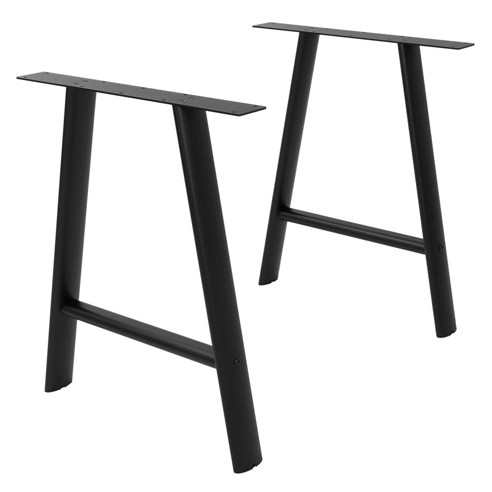 ML-DESIGN Tischbein Tischbeine Metall Schwarz 2er Set Tischgestell Outdoor wetterfest, Tischfüße 60x72cm Oval A-Form Tischkufen Stahl Untergestell Möbelfüße