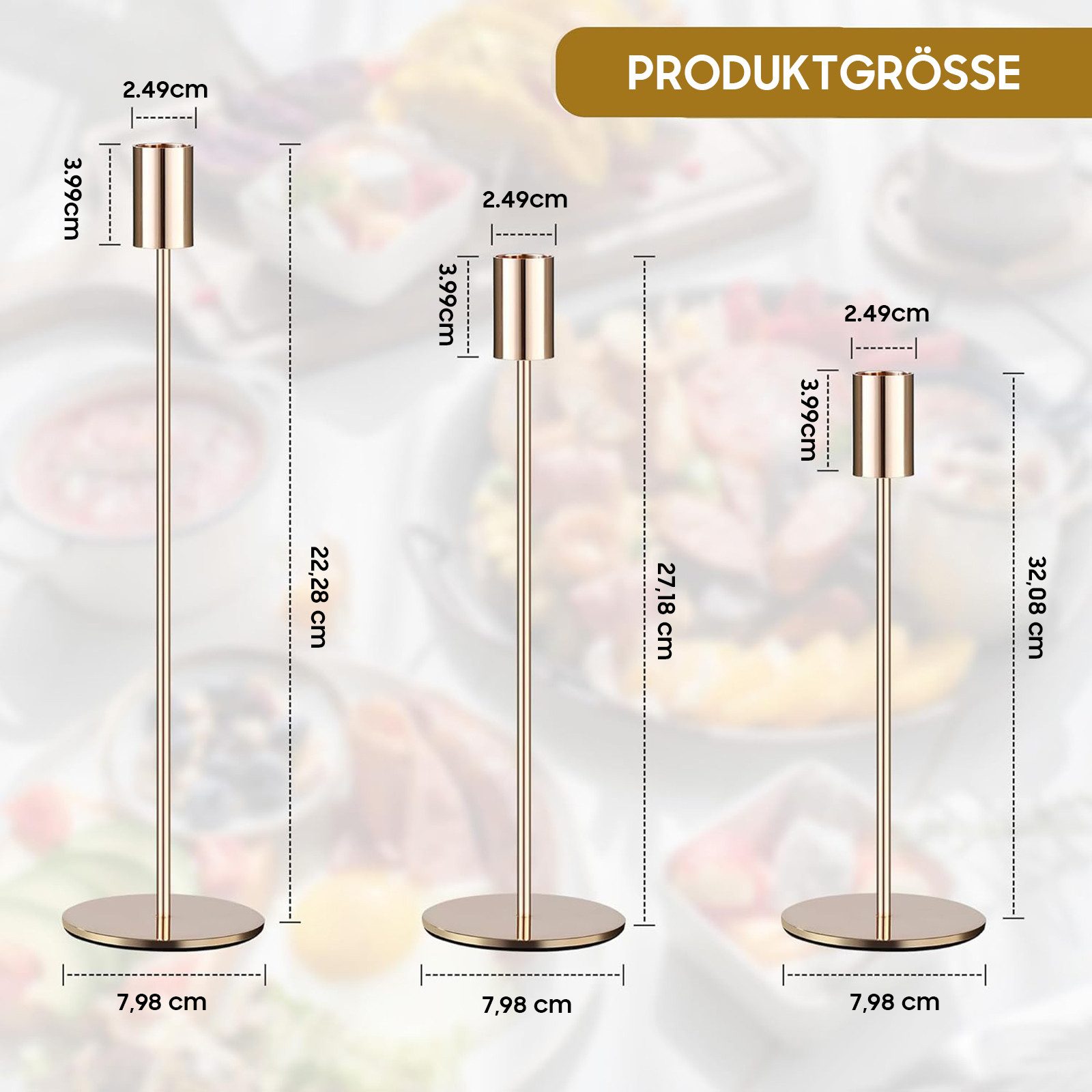 AIMAX Tischkerzenhalter Kerzenhalter 6er-Set Kerzenhalter, Kerzenständer, Metall, (Set, 6 St., 6x Kerzenständer), Metall Kerzenhalter, 33/28/23cm