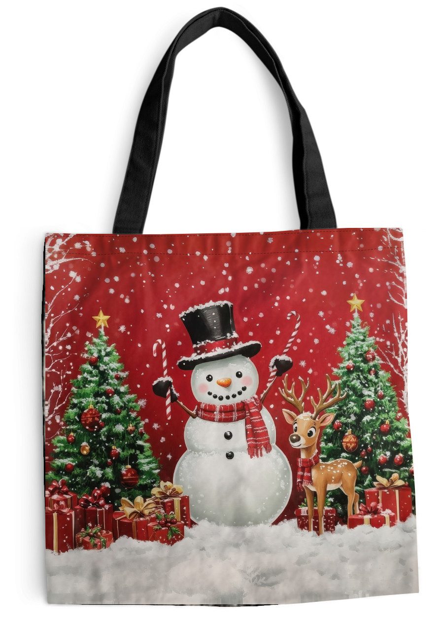 MuchoWow Shopper Freude am Feiern - Winterwald - Farbenfroh, Handtasche, Damen und Herren, Schultertasche, Umhängetasche, Tote Bag