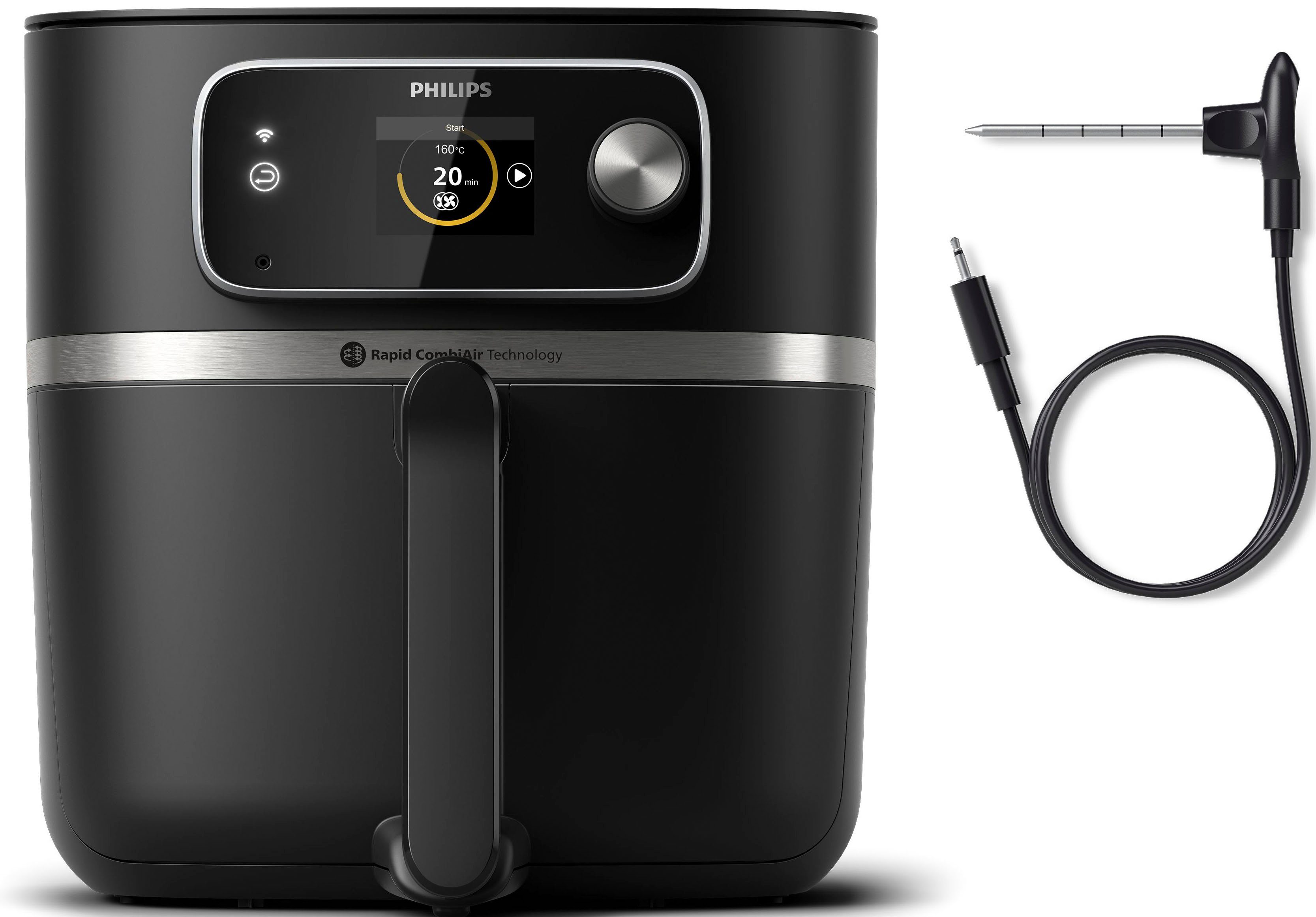 Thermometer, XXL, 30 Konnektivität, WiFi Airfryer 2000 Warmhaltefunktion Philips W, integriertem Heißluftfritteuse mit Programmen AutoCook HD9880/90 und