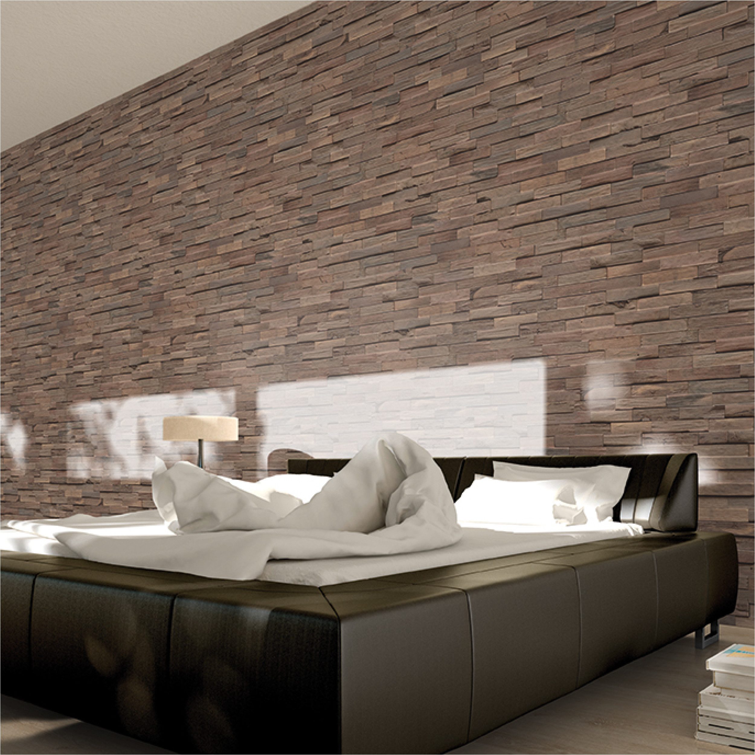 INDO 3D Wandpaneel Driftwood Hevea, BxL: 20,00x56,00 cm, 0,11 qm, (Packung mit 1.01 qm, Versandkostenfreie Lieferung) schallreduzierende Wandverkleidung mit 3D-Effekt