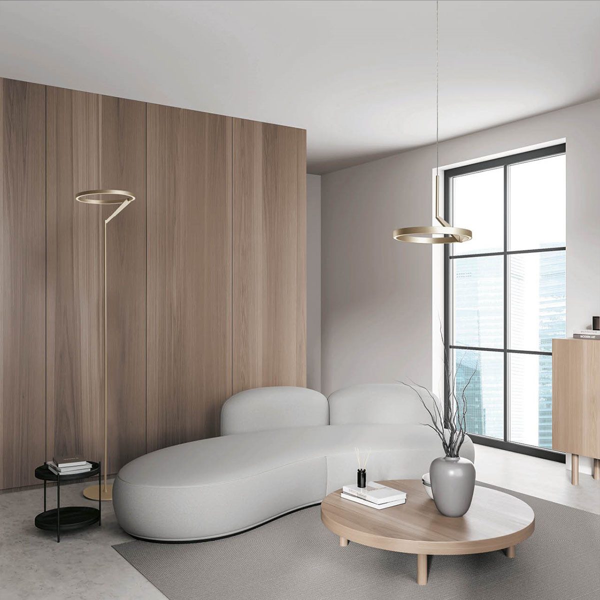 Vivida International LED-Hängeleuchte Meridiana Ring Pendelleuchte mit Up-Down Licht, Titanium, Ø: 60 cm, LED fest integriert, Warmweiß, Hängelampe