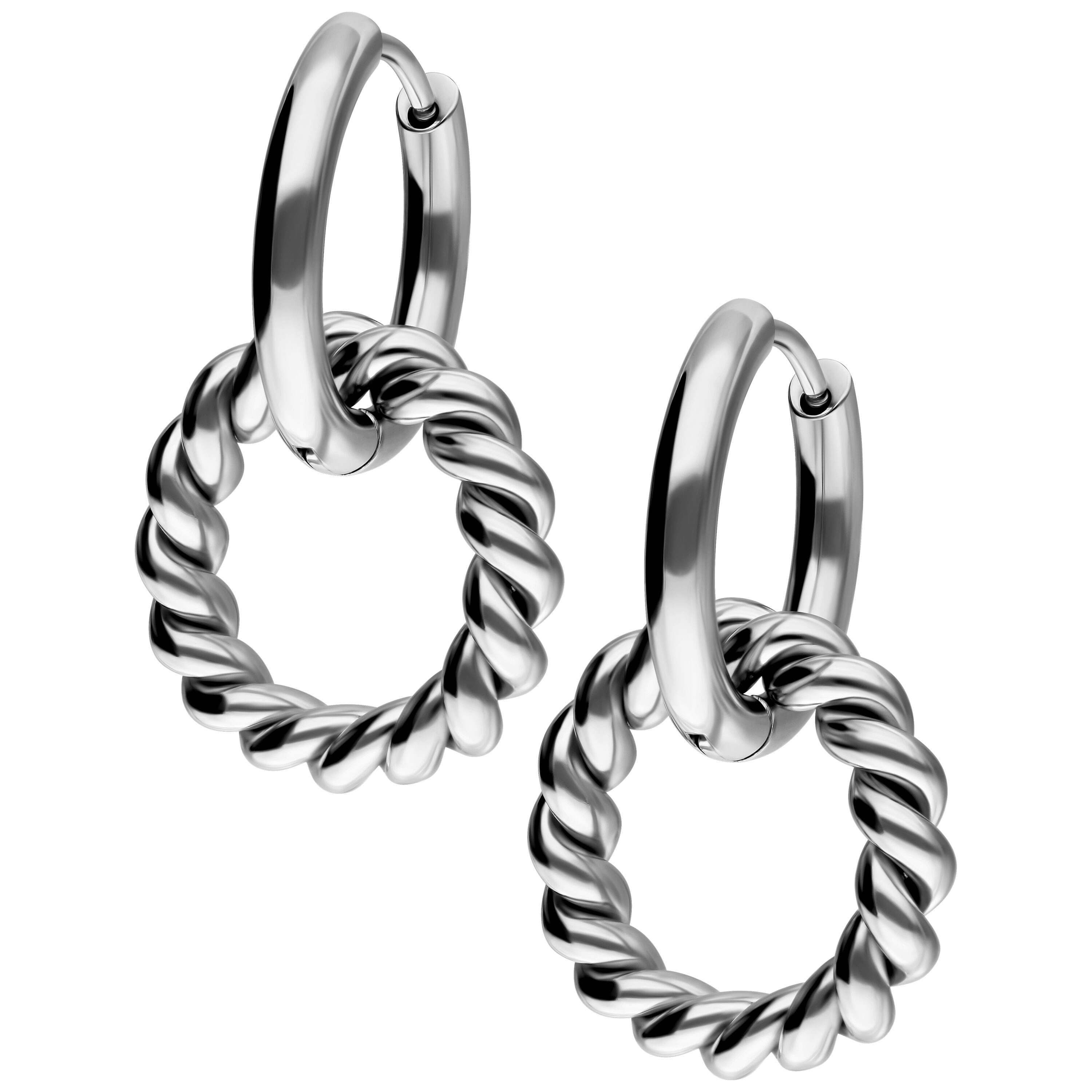 Wildcat Paar Ohrhänger Twisted Circle Hoops, wasserfest, langlebig, hautverträglich