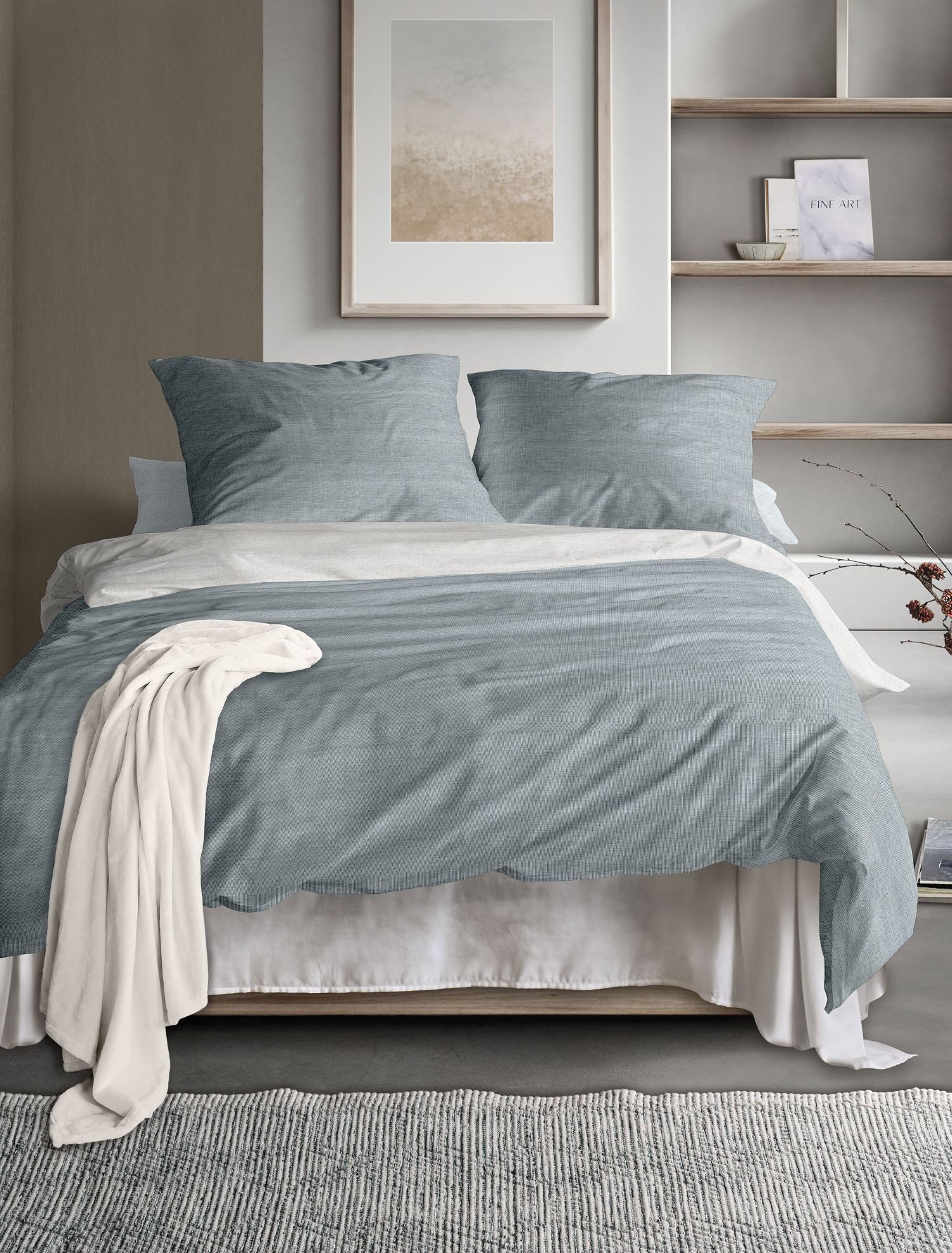 Irisette Bettwäsche Irisette Wave Mako-Satin Bettwäsche 135x200 Wende blau silber Melange, Mako-Satin, 2 teilig, für Sommer und Winter