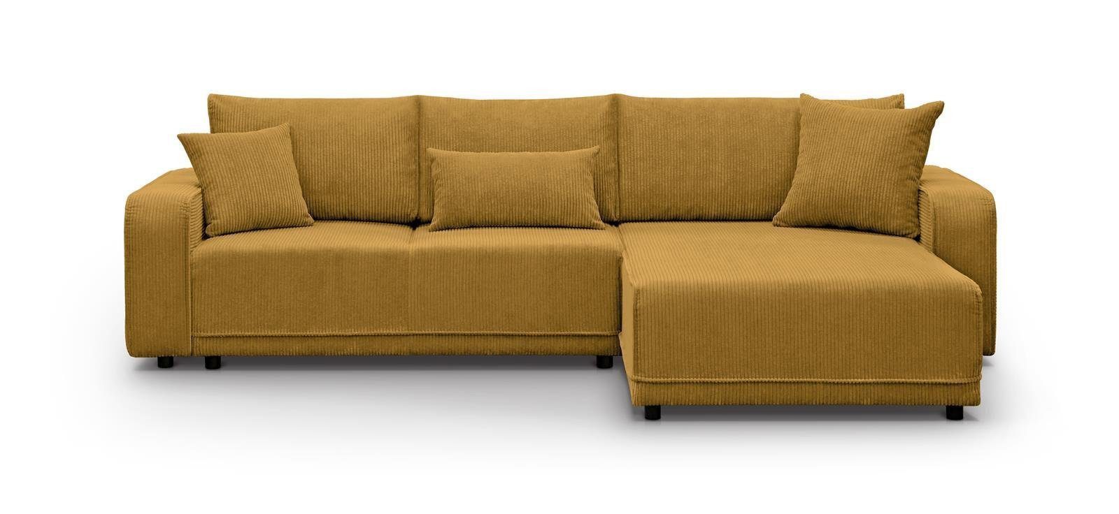 Beautysofa Ecksofa PRIMO mit Schlaffunktion, L-Form Schlafsofa mit Wellenfedern, Liegefläche: 140 x 244 cm