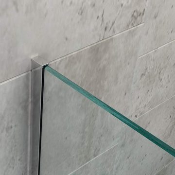 Bernstein Walk-in-Dusche EX101, 10mm ESG-Sicherheitsglas Nano-Beschichtung - Echtglas / Profilfarbe: Chrom, graues Glas / Breite wählbar / Duschabtrennung / 200cm Höhe