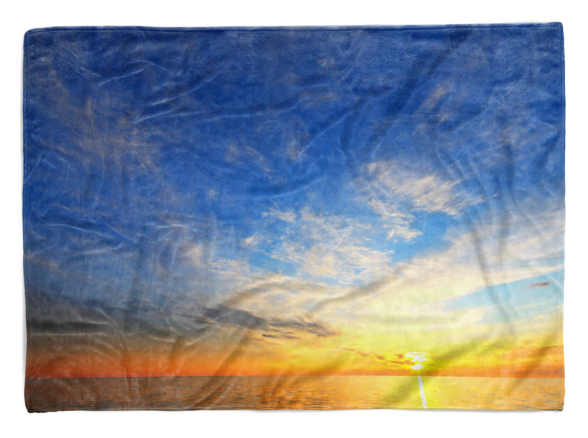 Handtücher mit Art Handtuch Sinus Strandhandtuch (1-St), Kuscheldecke Baumwolle-Polyester-Mix Ho, Fotomotiv Sonnenuntergang Saunatuch Handtuch