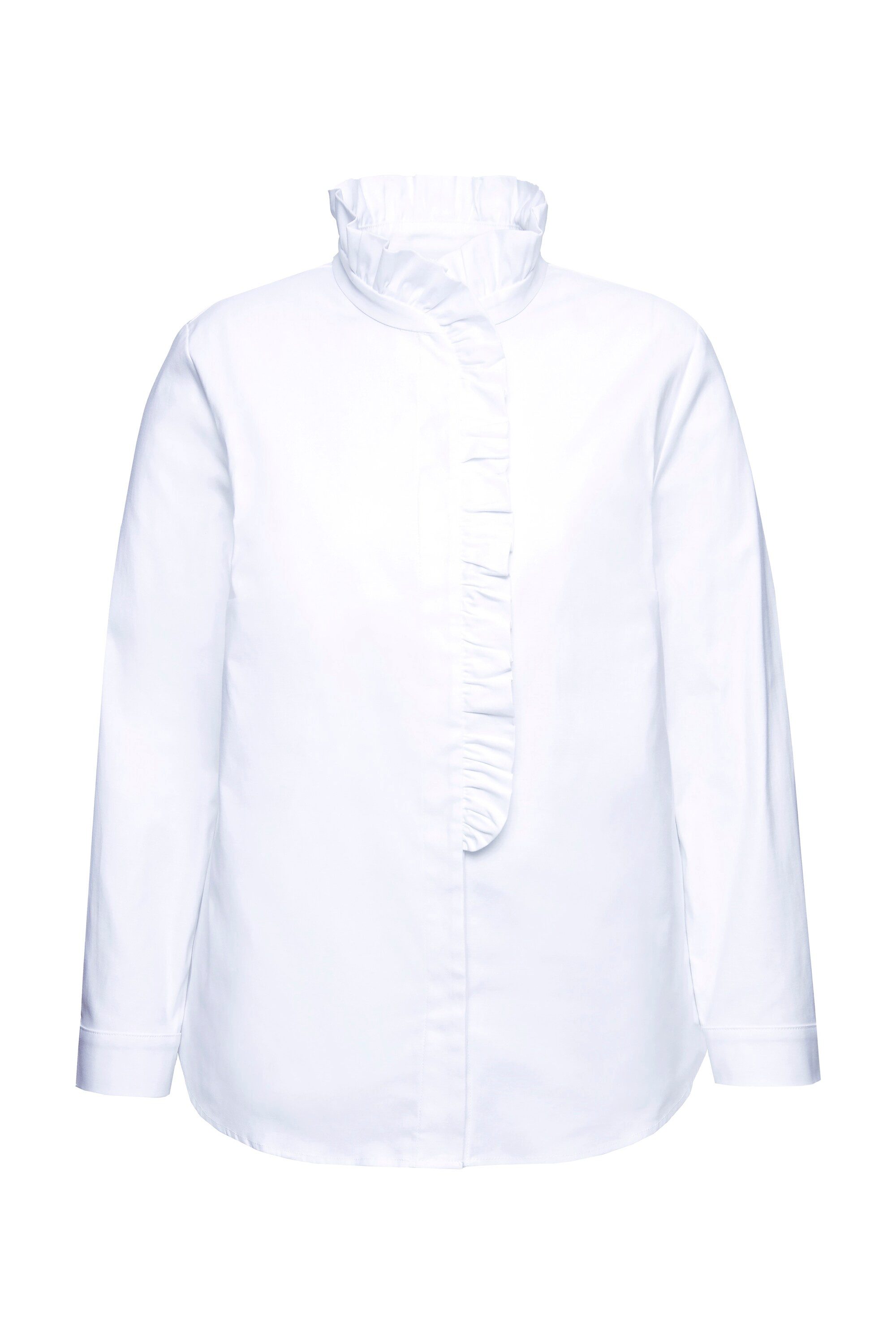 Ulla Popken Longbluse Bluse Rüschen Stehkragen günstig online kaufen