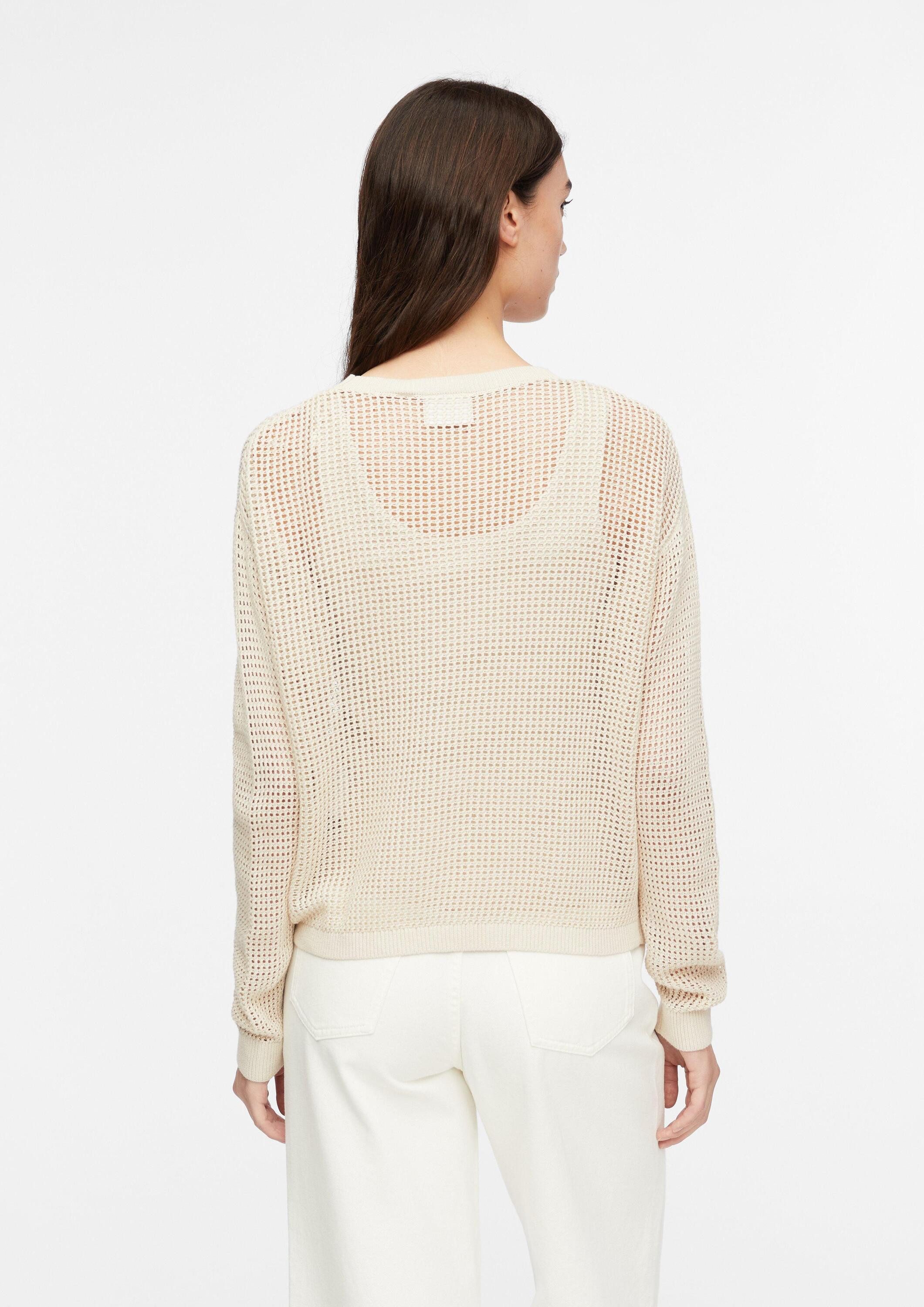 comma Longpullover Strickpullover Pullover aus Ajourstrick