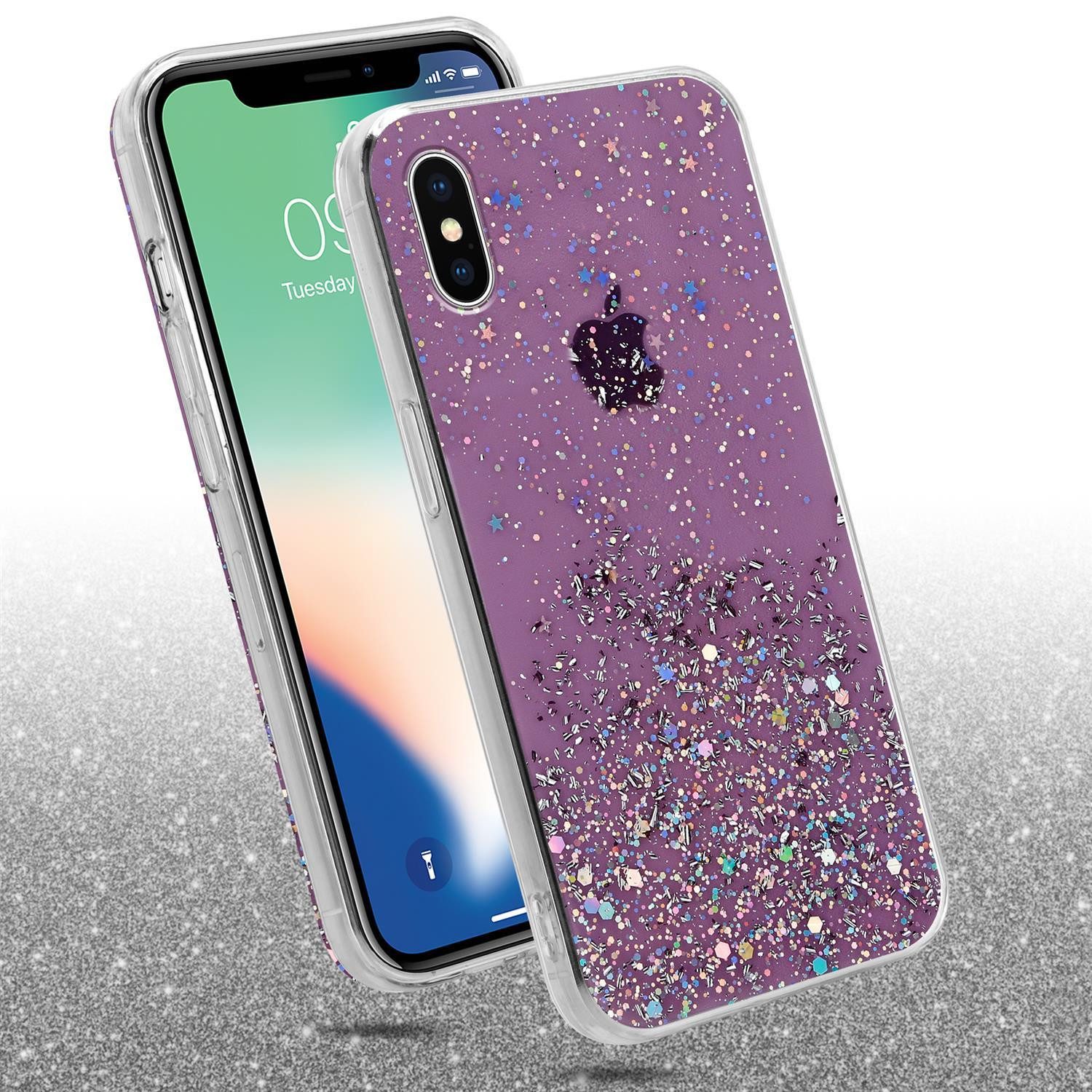 Cadorabo Handyhülle für iPhone XS MAX Hülle Apple iPhone XS MAX, Flexible TPU Silikon Handy Schutzhülle - Hülle - mit Glitzer