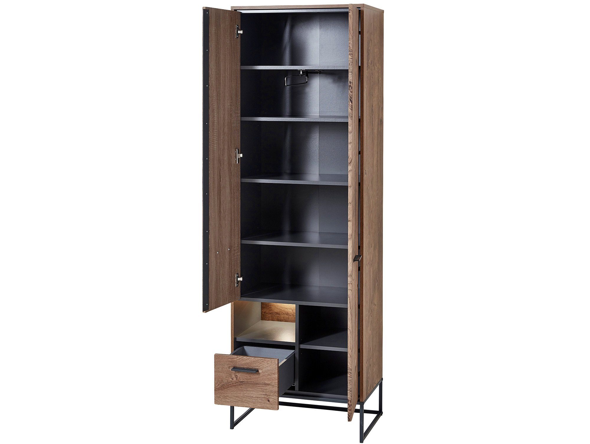 eichefarbig Garderobenschrank, MDF, Material MILTON Garderobenschrank Moebel-Eins