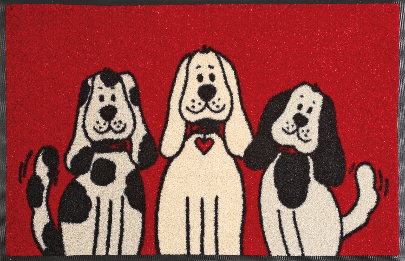 Fußmatte Three Dogs, wash+dry by Kleen-Tex, rechteckig, Höhe: 9 mm, Schmutzfangmatte, Motiv Hunde, rutschhemmend, waschbar