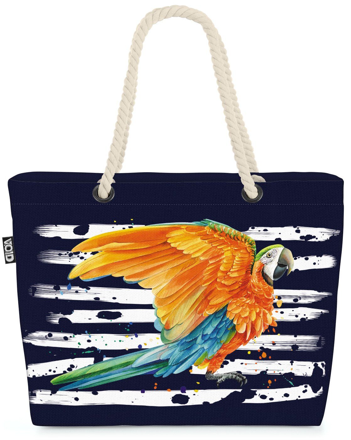VOID Strandtasche (1-tlg), Papagei Vogel Safari Afrika Dschungel marineblau
