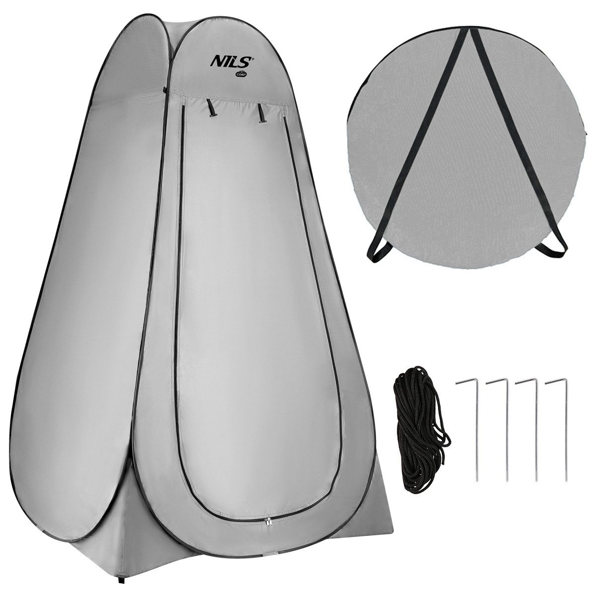 NILS CAMP Pyramidenzelt Umkleidezelt Duschzelt Toilettenzelt, Personen: 1 (Spar-Set, 1 tlg., 120x120x190 cm dicht), selbstaufrichtend, wasserdicht, UV-Schutz, blickdicht