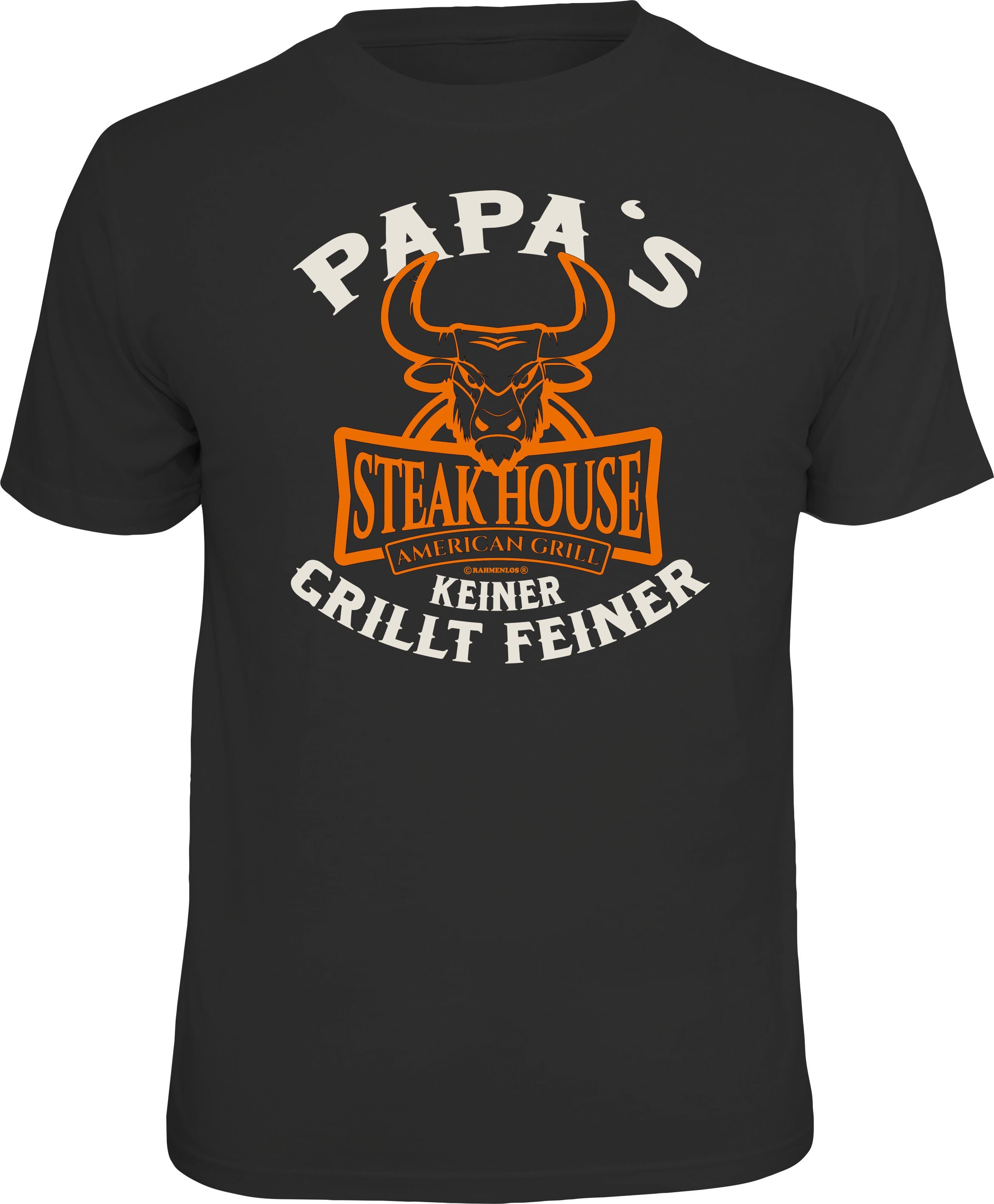 Rahmenlos T-Shirt als Geschenk für den Vater am Grill: Papa's Steakhouse