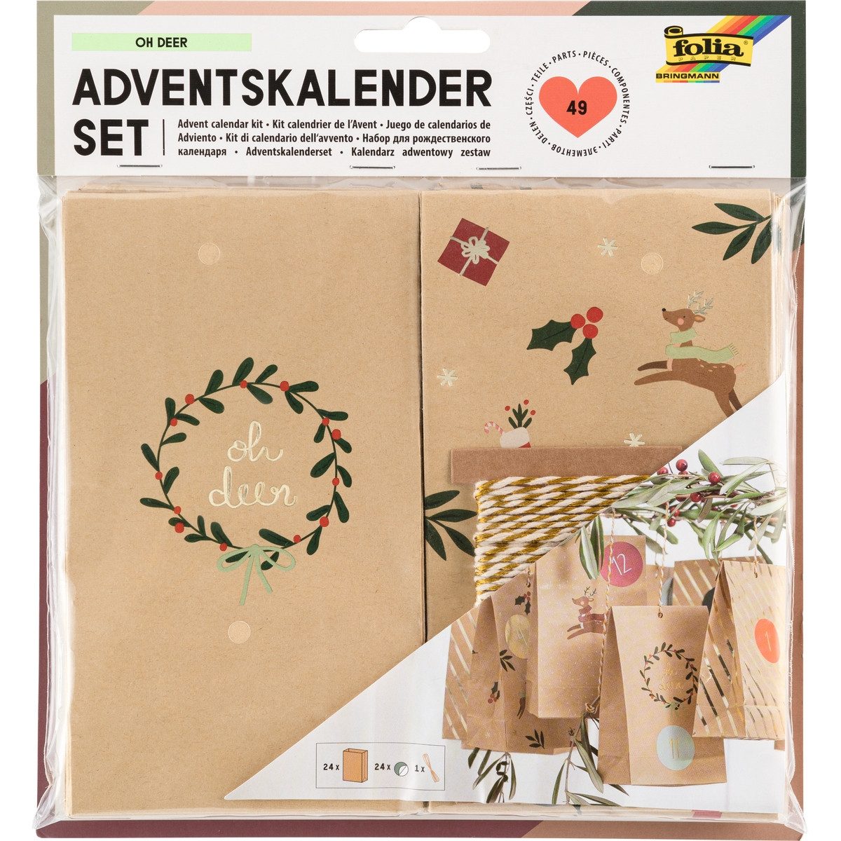 Aquabeads Kalender zum Selbstbasteln folia Adventskalender Bastelset Oh Deer 49 Teile
