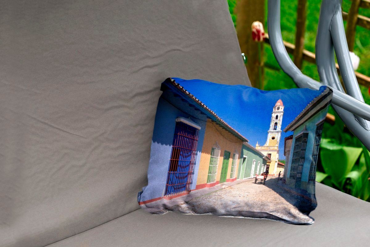 Polyester, im Dekokissenbezug, Bunte Dekokissen Gebäude Kissenhülle nordamerikanischen Kuba, MuchoWow Outdoor-Dekorationskissen,