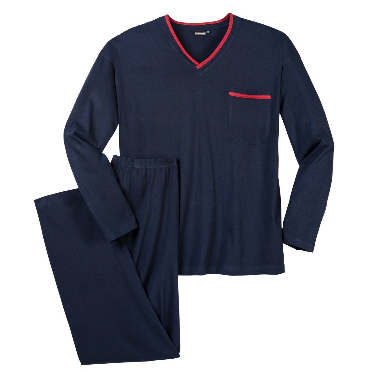 ADAMO Pyjama Übergrößen Schlafanzug navy mit V-Ausschnitt von Adamo (2 tlg)