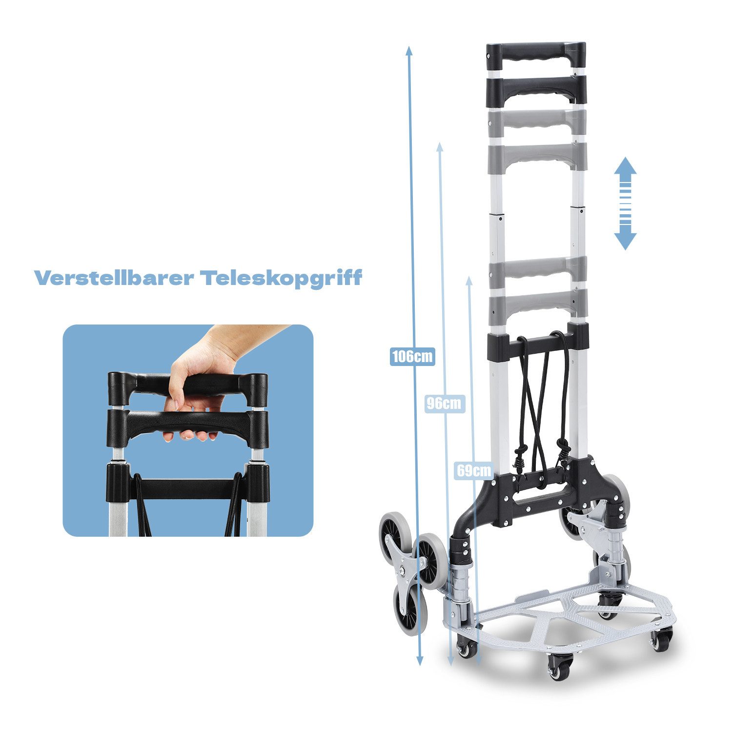 Clanmacy Sackkarren-Rad Treppensackkarre Treppensteiger Sackkarre Alu klappbar bis 75kg leicht – Bild 5 von 5