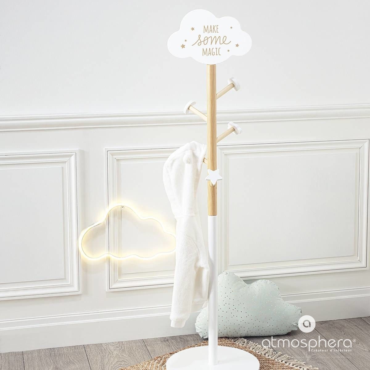 Atmosphera Créateur d'intérieur Garderobenständer Garderobenständer für Kinderzimmer, MDF, 135,5 cm, Wolken-Motiv, (Kleiderständer)