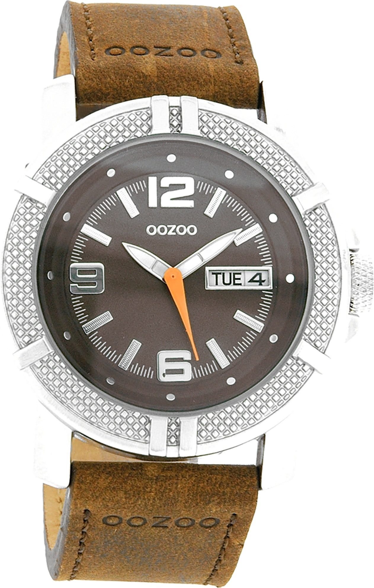 OOZOO Quarzuhr Oozoo Unisex Armbanduhr Vintage Series, (Analoguhr), Herren, Damenuhr rund, groß (ca. 42mm) Lederarmband braun