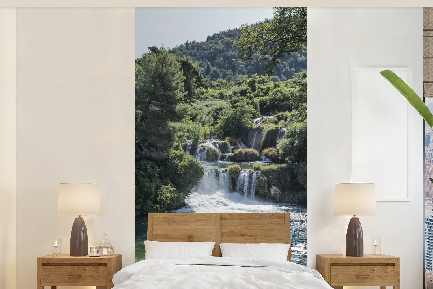 MuchoWow Fototapete Wasserfälle im Krka-Nationalpark in Kroatien, Matt, bedruckt, (2 St), Vliestapete für Wohnzimmer Schlafzimmer Küche, Fototapete