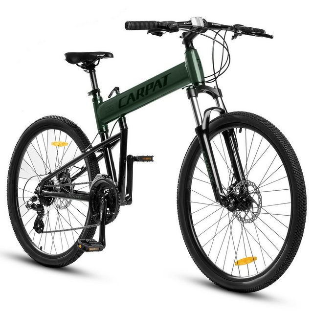CARPAT SPORT Faltrad 26 Zoll Klapprad Fahrrad für Damen Herren Jungen, 24 Gang Tourney Schaltwerk, Kettenschaltung, Aluminium Rahmen, Klappfahrrad, Faltrad