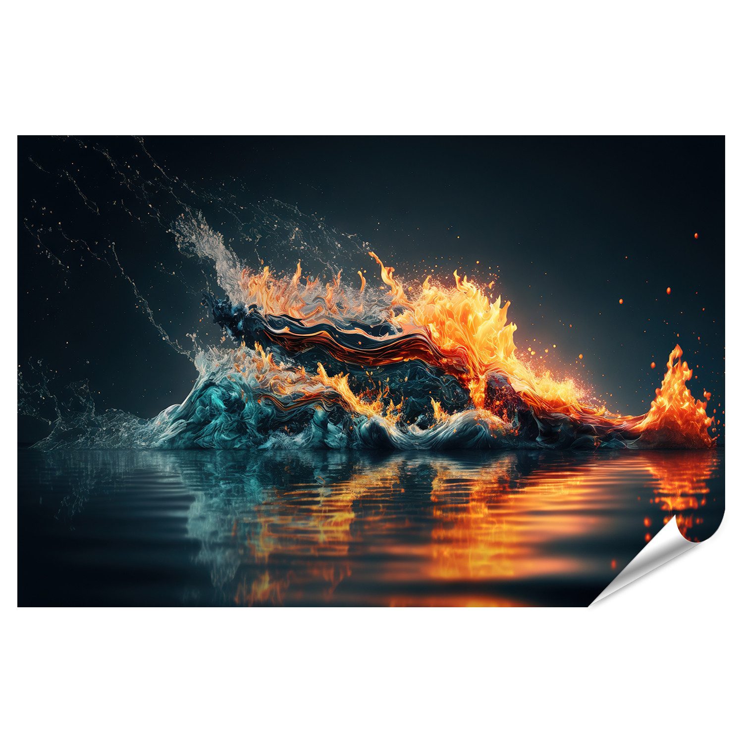 Poster Wasser Feuer Flammen Brennen Bilder