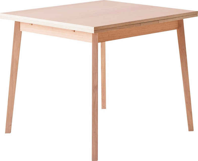 Hammel Furniture Esstisch Basic by Hammel Single, 90(164)x90 cm, Tischplatte aus Melamin, Gestell aus Massivholz