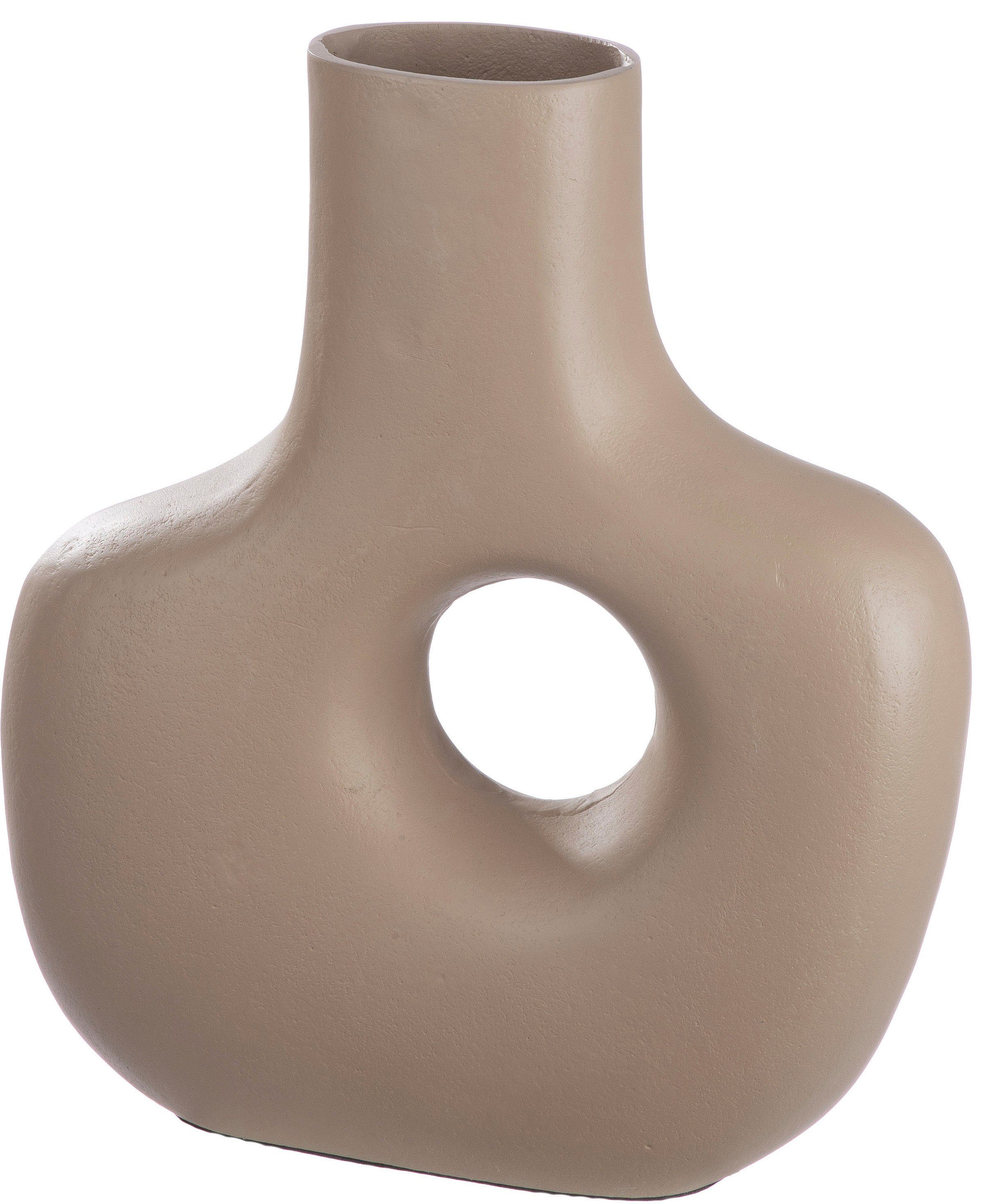 Casablanca by Gilde Tischvase Helena, Dekovase (1 St), Vase aus Aluminium, in bauchiger Form, Höhe ca. 30 cm beige, braun