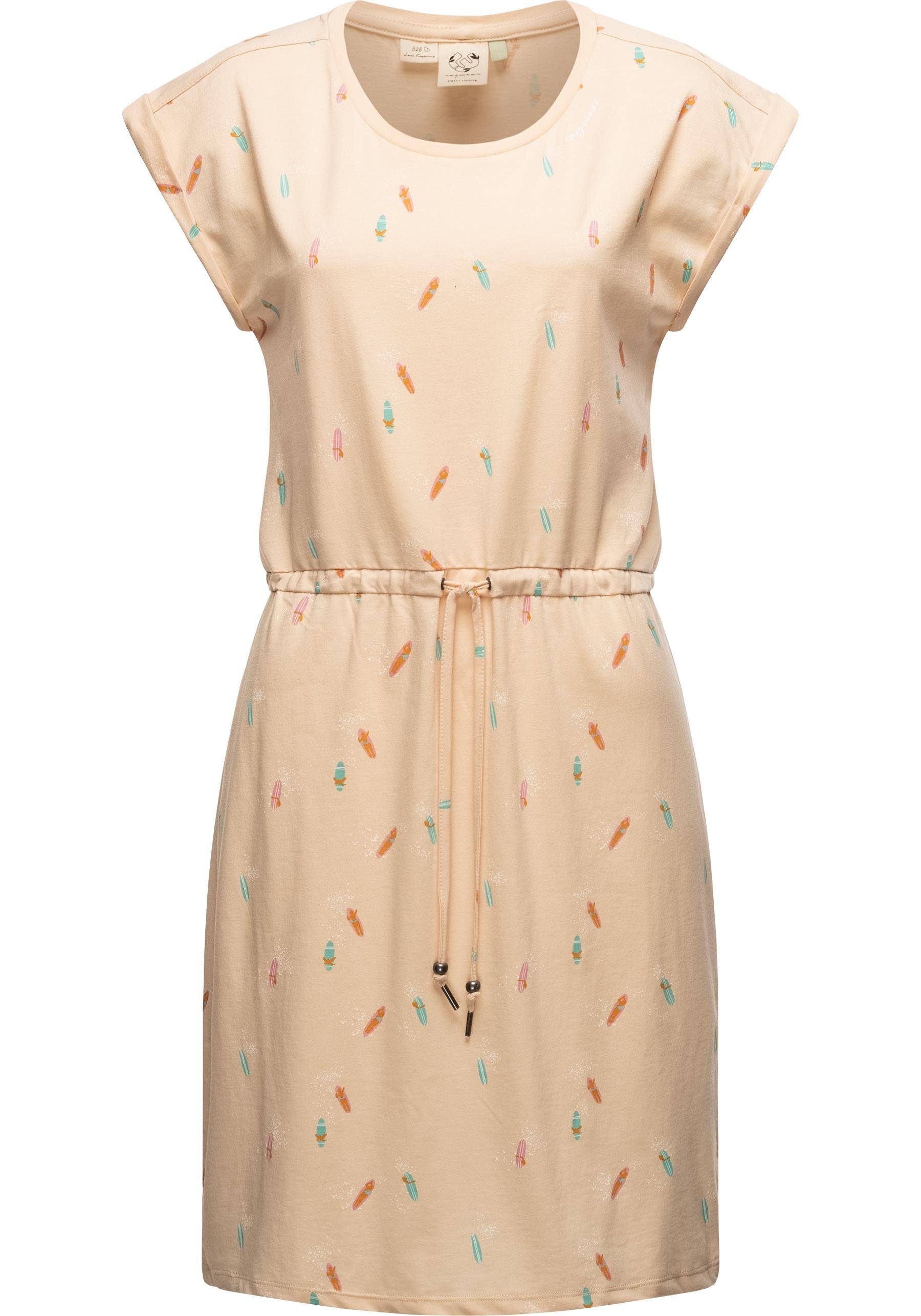 Ragwear Druckkleid beige Mallory Dress Baumwoll Print Kurzes mit Kleid Organic Print