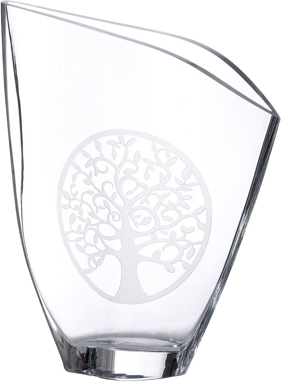 Casablanca by Gilde Tischvase Lebensbaum (1 St), Vase aus Glas, mit schräger Öffnung