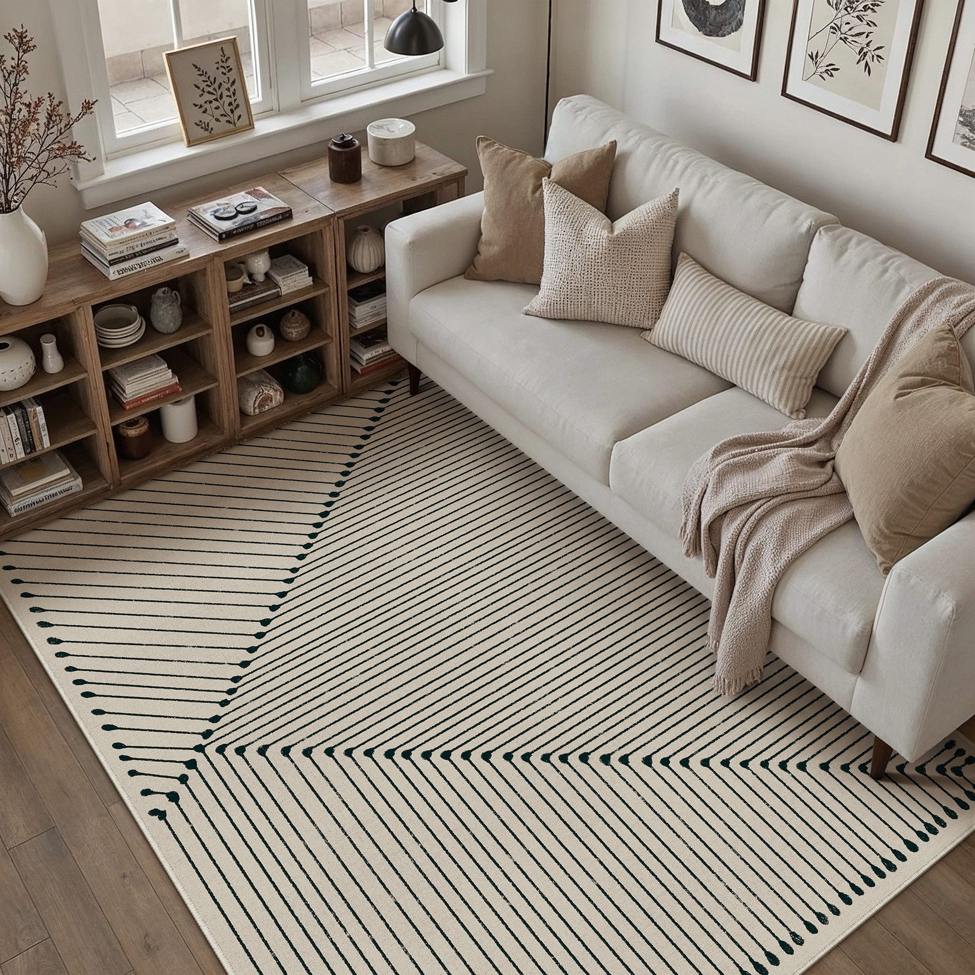 PURECOZY Teppich mit Scandi-Look, kurzflorig, waschbar, rutschfest, weich & kuschelig, Rechteckig, Höhe: 5 mm, 120x180, 160x230, 200x300, 300x400 cm für verschiedene Innenräume