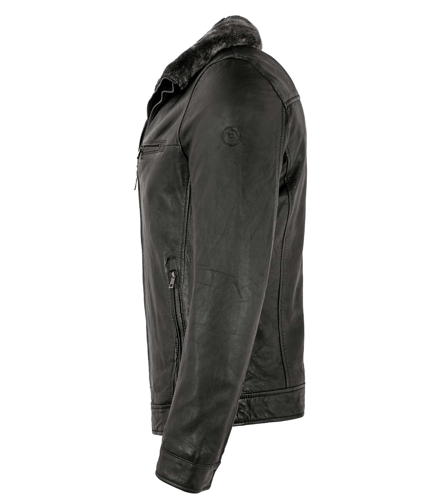 Lederjacke BU-105 Echtleder Herren Lederjacke Lammnappa schwarz