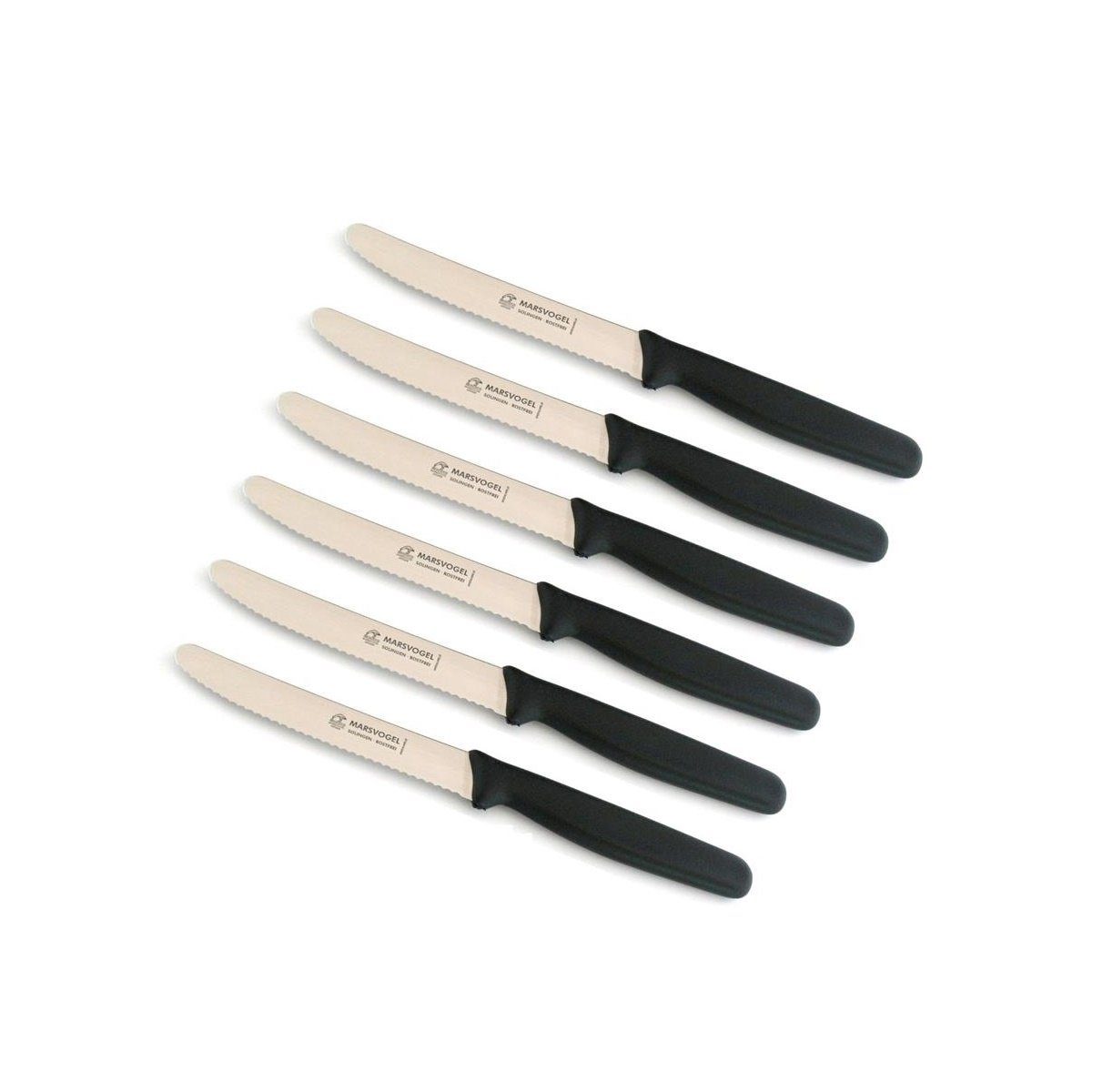Marsvogel Tafelmesser Tafelmesser Set 6 Stück aus Solingen, 25 cm Länge PP schwarz, hochwertige Qualität