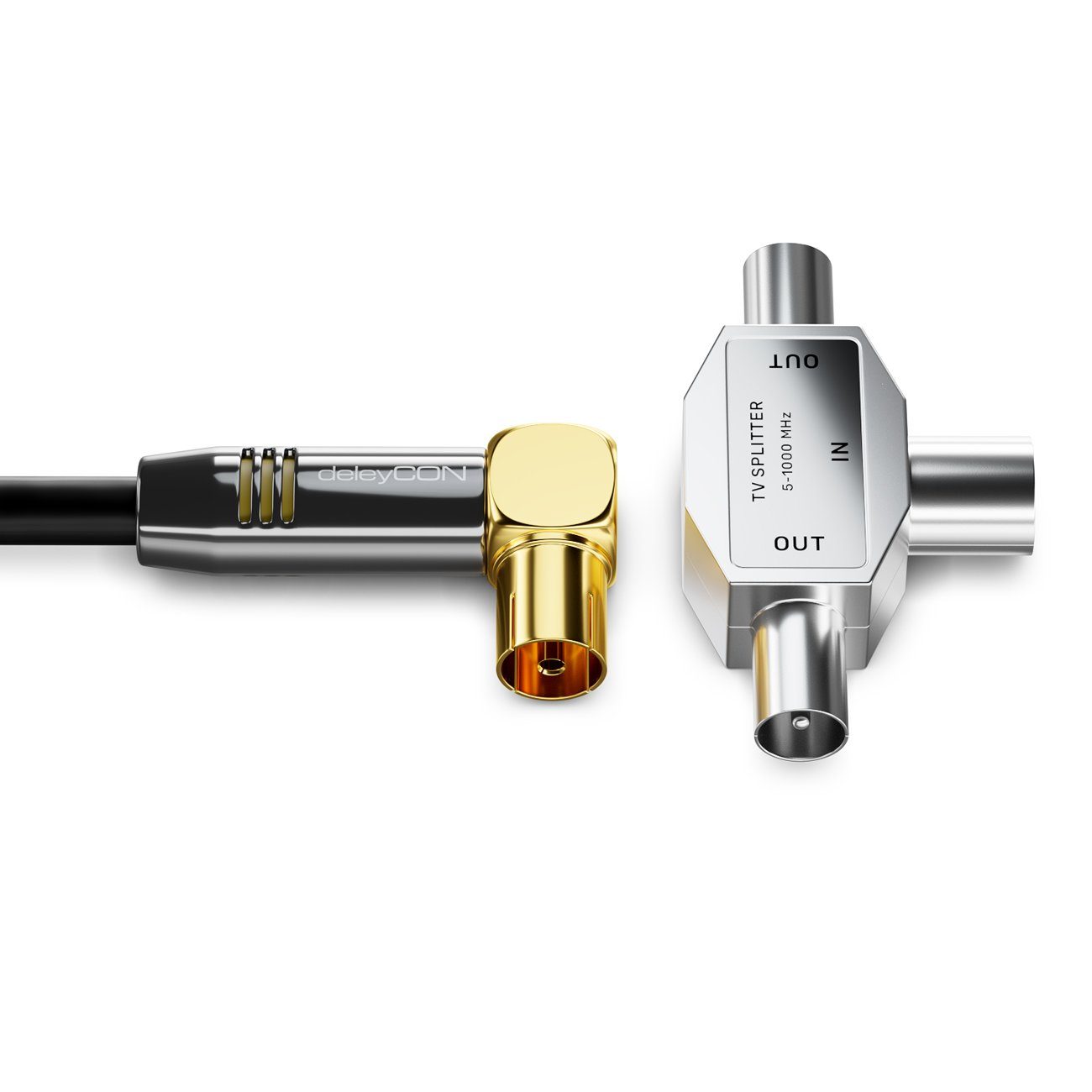 deleyCON deleyCON TV Antennen Verteiler Zweitgeräte Splitter HD TV Kabel TV-Adapter