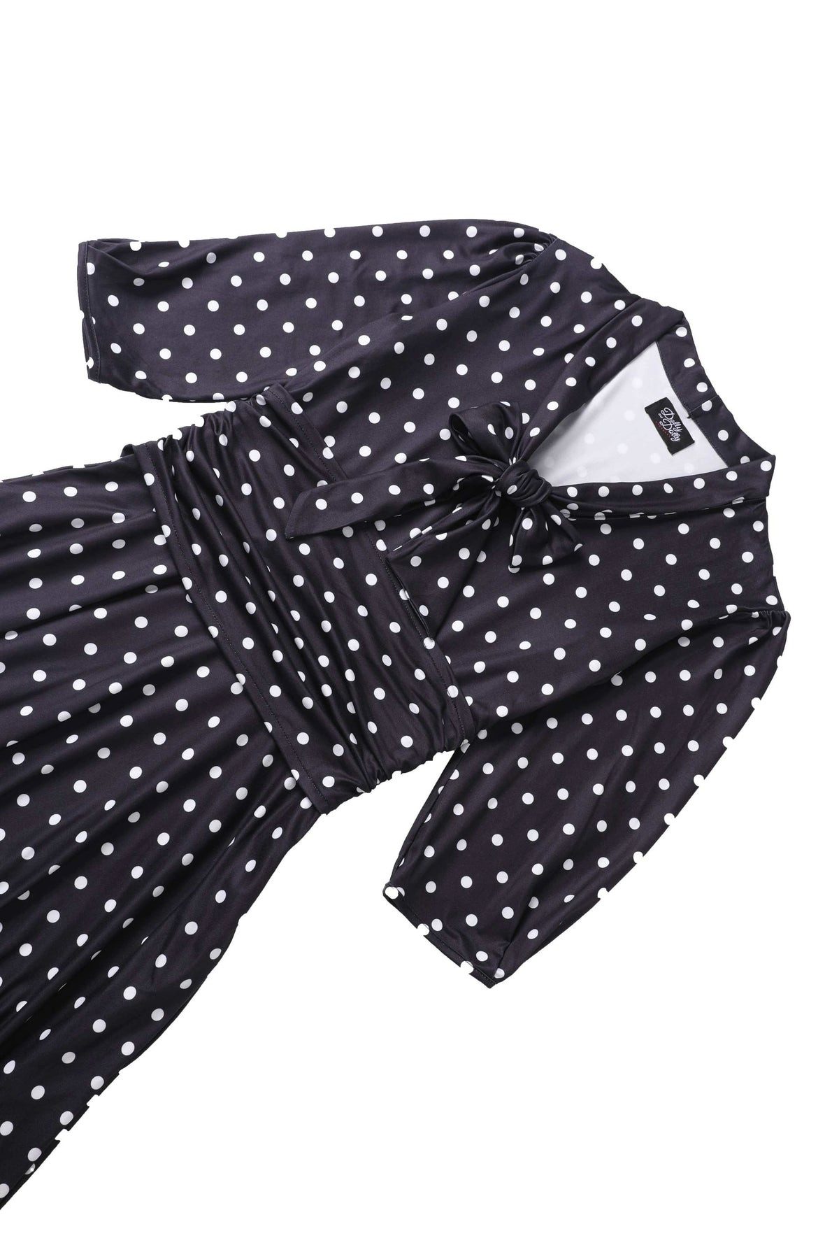 Dolly and Dotty A-Linien-Kleid Sandra Casual Bow Tie Polka Dot Schwarz Vintage Retro Rockabilly Jersey